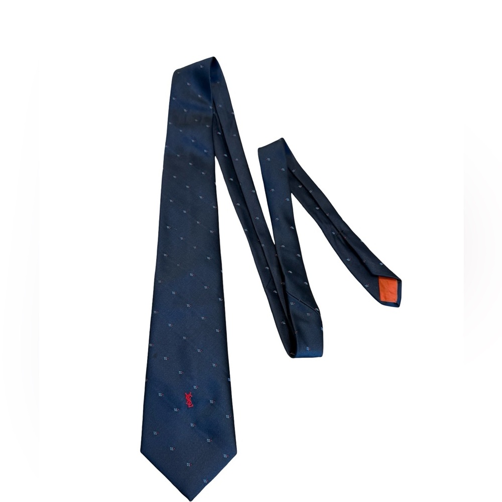 Yves Saint Laurent Dark Blue Tie with Red Accents
